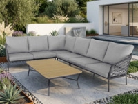 Best Mali Loungegarnitur 246x323cm, 5-teilig inkl. Polster und Teaktisch 140x80cm