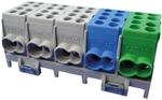 Hauptleitungs-Abzweigklemme - 3x grau, 1x blau, 1x gr&uuml;n 8x Eingang 35 mm&sup2; /...