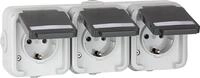 Aufputz-Steckdose PEHA IP44, Schuko, Beschriftung, D 6633 WAB NA - 3-fach