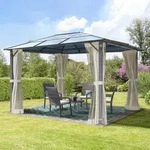 TOOLPORT Moonlight 3x3,65m Hardtop Gartenpavillon, inkl. 4 Seitenteile, Cream -