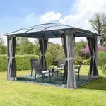 TOOLPORT Moonlight 3x3,65m Hardtop Gartenpavillon, inkl. 4 Seitenteile, Grey -
