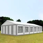 TOOLPORT FLEX 6x12m Partyzelt, PE-Plane, grau-wei&szlig; - (91125)