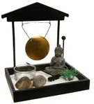 Atmosphera Createur d ́interieur Zen-Garten, Schwarz, Holzwerkstoff, 12x16x15 cm,