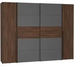 Mid.you Kleiderschrank Forte Narago, Grau, Walnuss, Metall, Kunststoff,