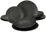Creatable Tafelservice, Schwarz, Keramik, 12-teilig, lebensmittelecht, Essen &