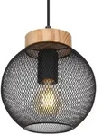 Globo H&auml;ngeleuchte, Braun, Schwarz, Metall, Holz, Kugel,Kugel, 120 cm, Lampen &