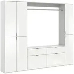 Mid.you Garderobe, Wei&szlig; Hochglanz, Holzwerkstoff, 3-teilig, 2 Schublade(n)
