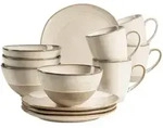 M&auml;ser Fr&uuml;hst&uuml;cksset Nottingham, Beige, Keramik, 12-teilig, 420 ml,600 ml, Essen &