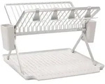 Geschirrabtropftasse, Grau, Metall, 51x33x42 cm, Abtropfschale, Bestecksammler,