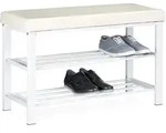 Relaxdays Schuhbank, Wei&szlig;, Holzwerkstoff, Kunststoff, Textil, 81x49x31 cm,