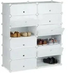 Relaxdays Schuhschrank, Wei&szlig;, Kunststoff, Metall, 94x108x37 cm, Garderobe,