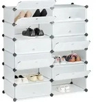 Relaxdays Schuhschrank, Transparent, Kunststoff, Metall, 94x108x37 cm, Garderobe,