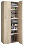Mid.you Schuhschrank, Eiche, Kunststoff, 8 F&auml;cher, 70x182x37 cm, Garderobe,