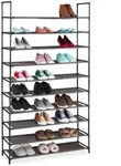 Relaxdays Schuhregal, Beige, Metall, Textil, Kunststoff, 99x176.5x29.5 cm, Garderobe,