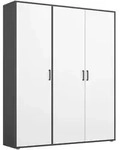 Rauch M&ouml;bel Dreht&uuml;renschrank, Grau, Wei&szlig;, Holzwerkstoff, 4 F&auml;cher, 140x194x53 cm,