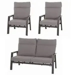 Siena Garden Loungegarnitur, Grau, Kunststoff, Textil, Keramik, Metall, 5-teilig,