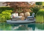 Gardenson Loungegarnitur, Anthrazit, Grau, Holz, Metall, Textil, Teakholz, L-Form,