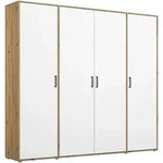 Rauch M&ouml;bel Dreht&uuml;renschrank, Wei&szlig;, Eiche Artisan, Holzwerkstoff, 7 F&auml;cher,