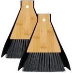 Relaxdays Tischkehrset, Schwarz, Kunststoff, Holz, 15x16.5x4 cm, Gartenzubeh&ouml;r,