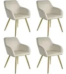 tectake Esszimmerstuhl, Creme, Gold, Textil, 58x82x62 cm, Esszimmer, St&uuml;hle,