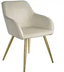 tectake Esszimmerstuhl, Creme, Gold, Textil, 58x82x62 cm, Esszimmer, St&uuml;hle,