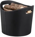 Relaxdays Kaminholzkorb, Schwarz, Wellpappe, Kunststoff, 39.5x31.5x38 cm,