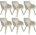 tectake Esszimmerstuhl, Creme, Gold, Textil, 58x82x62 cm, Esszimmer, St&uuml;hle,