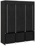 Homcom Stoffschrank,, Schwarz, Kunststoff, 5 F&auml;cher, 3 Schubladen, 43x162.5x125 cm,