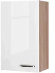 FlexWell K&uuml;chenoberschrank, Wei&szlig; Hochglanz, Sonoma Eiche, Holzwerkstoff, 2 F&auml;cher,