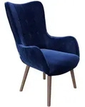 Playboy Ohrensessel Lesesessel, Blau, Holz, Birke, vollmassiv, Vintage,...