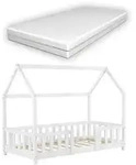 [en.casa] Hausbett, Wei&szlig;, Textil, Kiefer, 70x140 cm, Kinder- & Jugendzimmer,