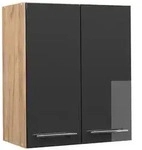 Vicco H&auml;ngeschrank, Schwarz Hochglanz, Honigeiche, Holzwerkstoff, 2 F&auml;cher,