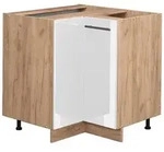 Vicco Eckunterschrank, Wei&szlig; Hochglanz, Honigeiche, Holzwerkstoff, 1 F&auml;cher,