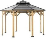 Modante Pavillon, Holz, Zeder, 396x318x396 cm, wetterfest, Sonnen- & Sichtschutz,