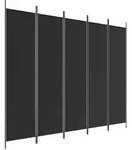vidaXL Paravent, Schwarz, Textil, 250x200x0.1 cm, Wohnzimmer, Raumteiler & Paravents,