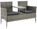 Juskys Gartenbank, Grau, Kunststoff, 133x84x63 cm, Gartenm&ouml;bel, Gartenb&auml;nke