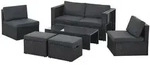Juskys Loungegarnitur, Schwarz, Kunststoff, 6, Loungem&ouml;bel, Gartenlounge-Sets