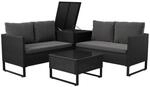 Juskys Loungegarnitur, Schwarz, Kunststoff, 4, Loungem&ouml;bel, Gartenlounge-Sets