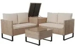 Juskys Loungegarnitur, Beige, Kunststoff, 4, Loungem&ouml;bel, Gartenlounge-Sets