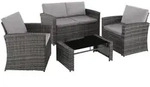tectake Rattanlounge, Grau, Kunststoff, Rechteckig, Loungem&ouml;bel, Gartenlounge-Sets