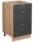 Vicco K&uuml;chenunterschrank, Anthrazit, Honigeiche, Holzwerkstoff, 3 F&auml;cher, 3