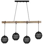 Globo H&auml;ngeleuchte, Natur, Schwarz, Holz, Metall, 20x140x100 cm,...
