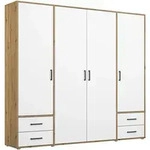 Rauch M&ouml;bel Dreht&uuml;renschrank, Wei&szlig;, Eiche Artisan, Holzwerkstoff, 5 F&auml;cher, 4
