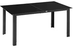 Outsunny Gartentisch,, Schwarz, Glas, Metall, 90x74x150 cm, Gartenm&ouml;bel,