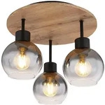 Globo Deckenleuchte Moitas, Braun, Grau, Schwarz, Metall, Glas, Holzwerkstoff,