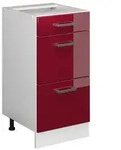 Vicco K&uuml;chenunterschrank, Rot, Wei&szlig;, Holzwerkstoff, 3 F&auml;cher, 3 Schubladen,