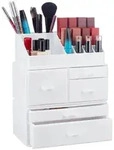 Relaxdays Makeup, Wei&szlig;, Kunststoff, 23.5x29.5x14 cm, Badaccessoires,