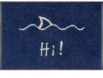 wash+dry Fussmatte Hi!, Wei&szlig;, Dunkelblau, Textil, Schriftzug, rechteckig, 40x60 cm,