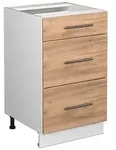 Vicco K&uuml;chenunterschrank, Honigeiche, Wei&szlig;, Holzwerkstoff, 3 F&auml;cher, 3...