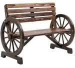 Outsunny 2Er-Gartenbank, Braun, Holz, 56x79x105.5 cm, Gartenm&ouml;bel, Gartenb&auml;nke